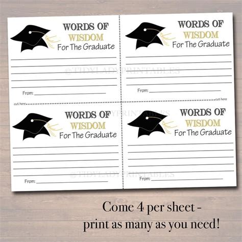 graduate advice cards|graduation words of wisdom printable.